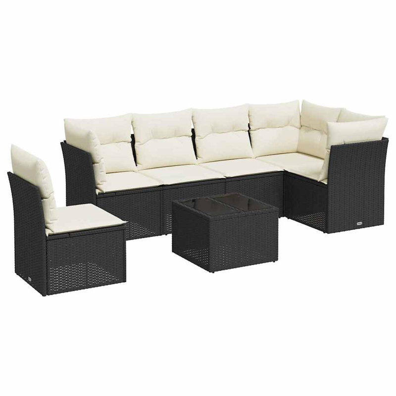 Ensemble de canapé de jardin Vidaxl noir, blanc crème
