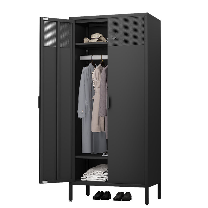 71" Steel Wardrobe Black