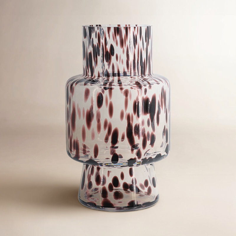 Calderon D6x10" Clear Glass Accent Vase With Artistic Amber Spots