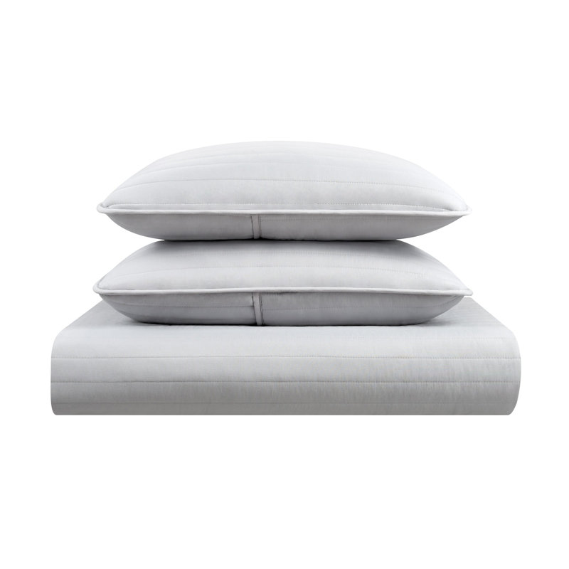 Host & Home Soft Brushed Lightweight Microfiber Quilt Set, Queen Quilt + 2 Shams, Gray
