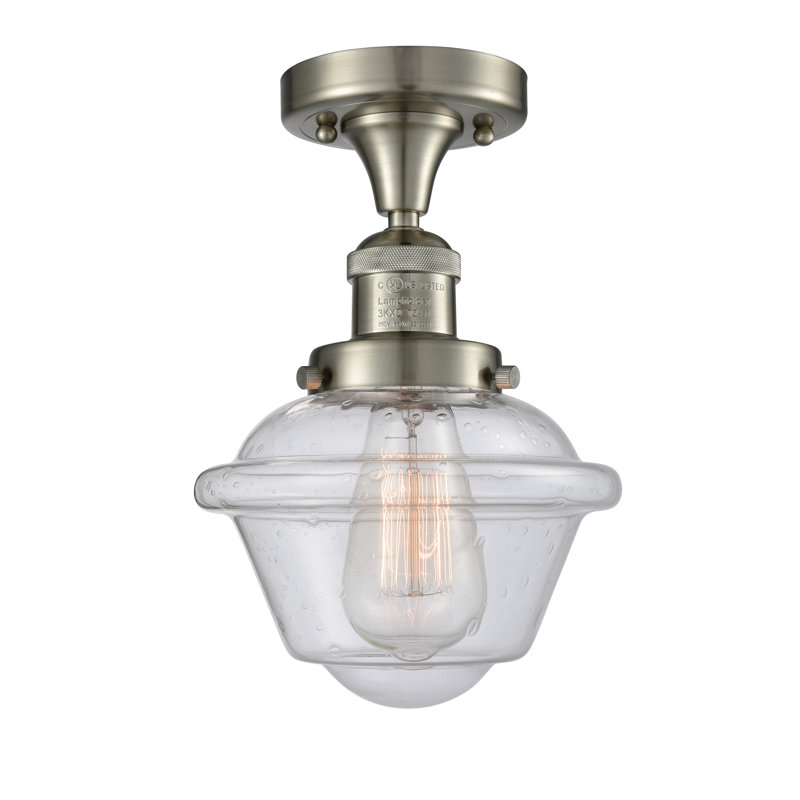 Plafonnier semi-encastré de style école simple 7,5 po Arlean, Ampoule DEL 6 watts Vinage, Grainé, Nickel satiné brossé
