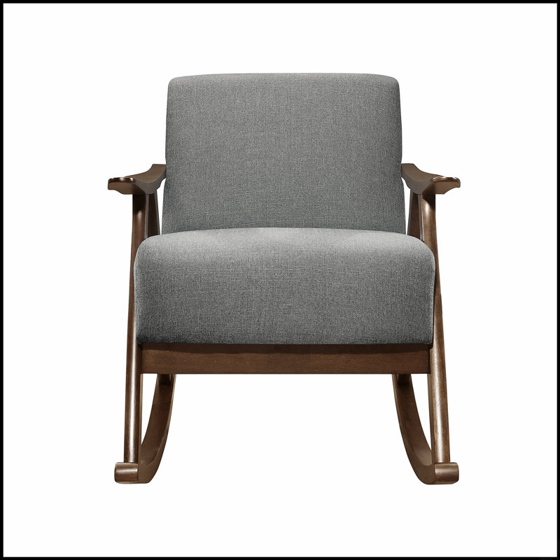 Chaise berçante 1 pièce Modern Home Furniture avec revêtement en tissu gris, finition noyer foncé et assise et dossier rembourrés confortables