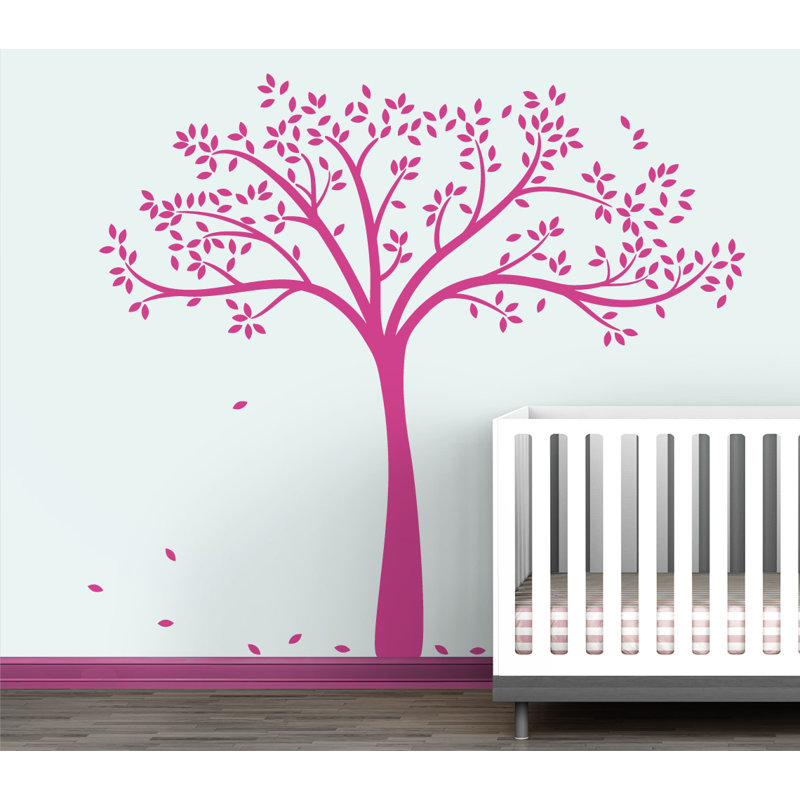 Décalcomanie murale arbre d’automne monochrome, Rose vif joyeux