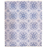 Indo Silk Damask Area Rug in White/Navy Blue