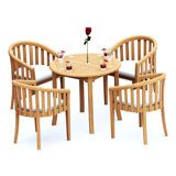 3 Pcs Grade-A Teak Wood Dining Set: 36" Round Table And 2 Lenong Arm Chairs #11LN0702