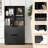 2PCS 51” 5-Tier 4-Cube Bookcase with 2 Drawers for Living Room, Study, Home Office Black-1347037451