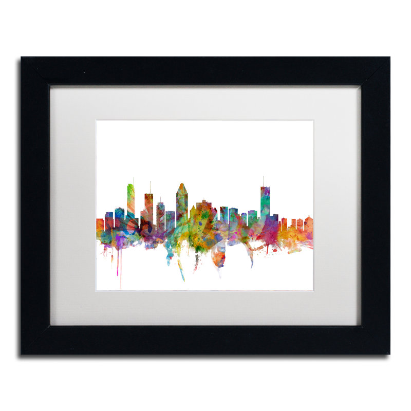 « montréal canada horizon », impression encadrée, H 11 po x l 14 po x P 0,5 po, Blanc, Cadre noir