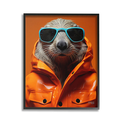 Art à giclée encadrée avec loutre à la mode par RB