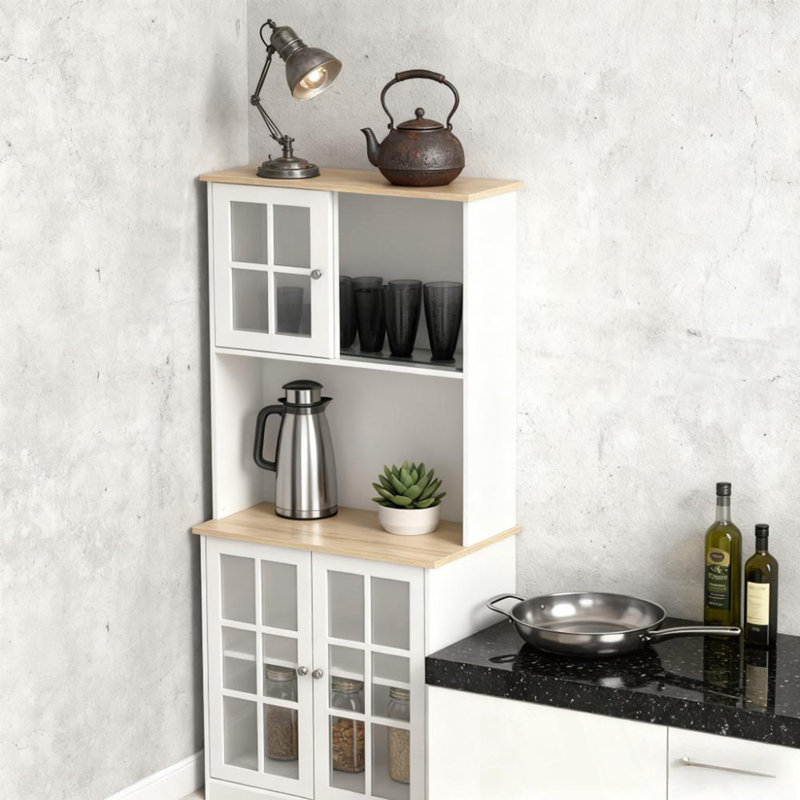 Kitchen Veloz avec huche, portes en verre et tablettes réglables