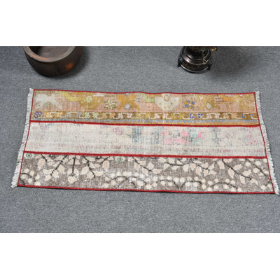 Tapis de couloir en patchwork fabriqué à la main avec un design antique unique pour le couloir - beige / gris