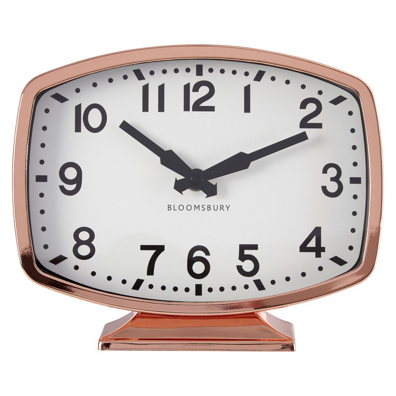Houchens Analogue Metal Quartz Movement / Crystal Tabletop Clock in Rose Gold