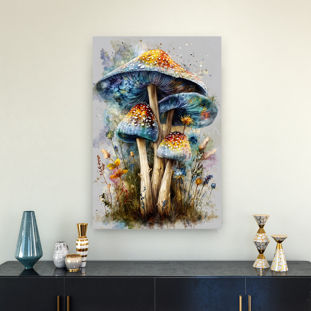 Magical Forest Mushrooms Colorful Dreamy Mystical Forest Nature Wall Art Print