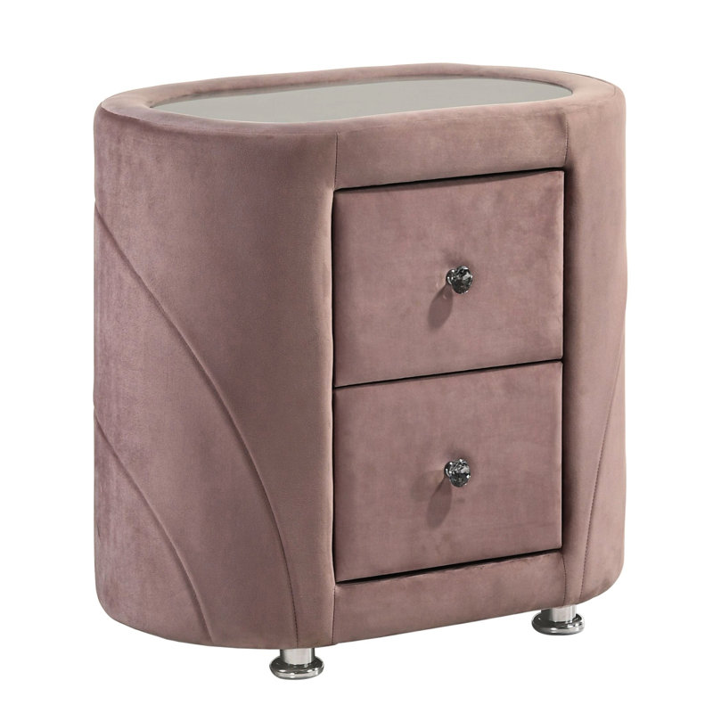 Armoire de chevet rembourrée rose moderne avec deux tiroirs pratiques et élégants
