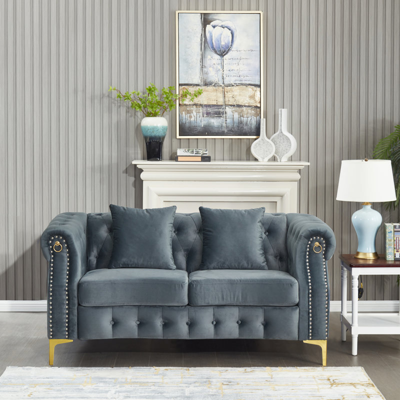 Frotten 65'' Velvet Loveseat, Grey