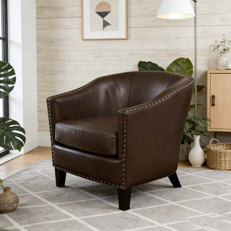 Fauteuil club en cuir, Brun