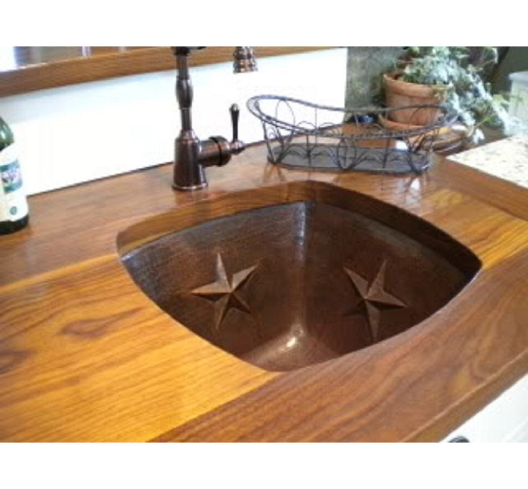 15" Square Copper Kitchen Bar Prep Sink with STARS SimplyCopper