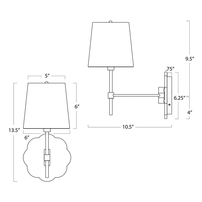 Mia 1 - Light Armed Sconce