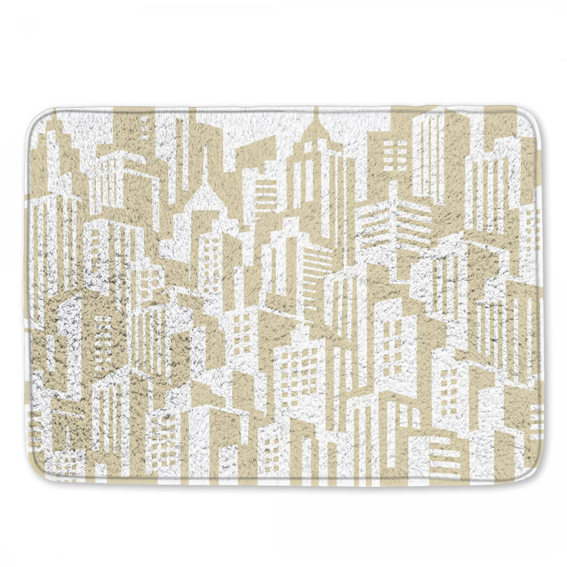 Tapis de bain Beige City Skyline, 34in W x 21in L