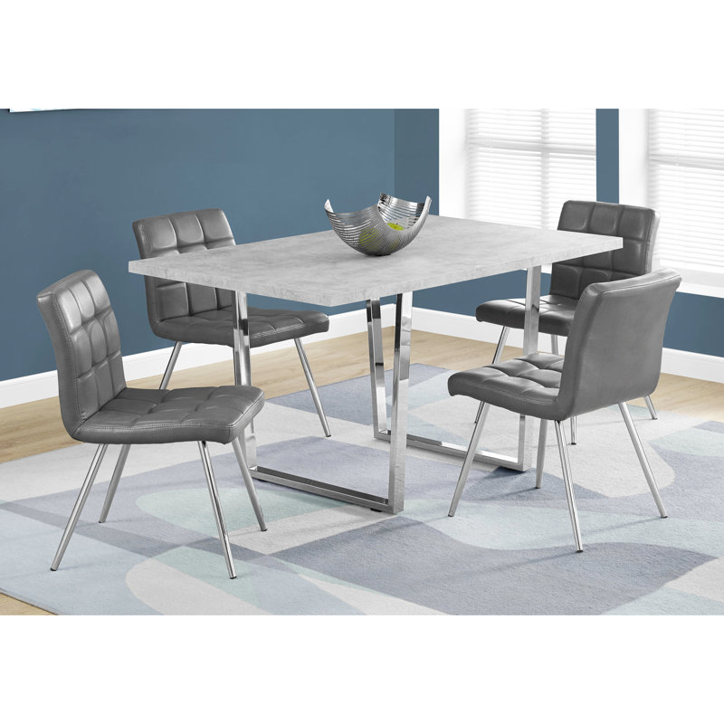 Table de salle à manger de 60 po rectangulaire moderne en stratifié gris avec base en métal