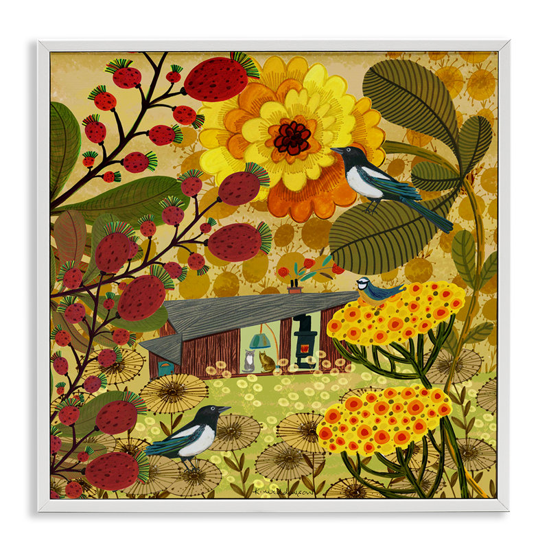 Giclée d'automne chaleureuse encadrée par Kay Widdowson, H 12 po x l 12 po, Estampe numérique encadrée blanc bord de mer
