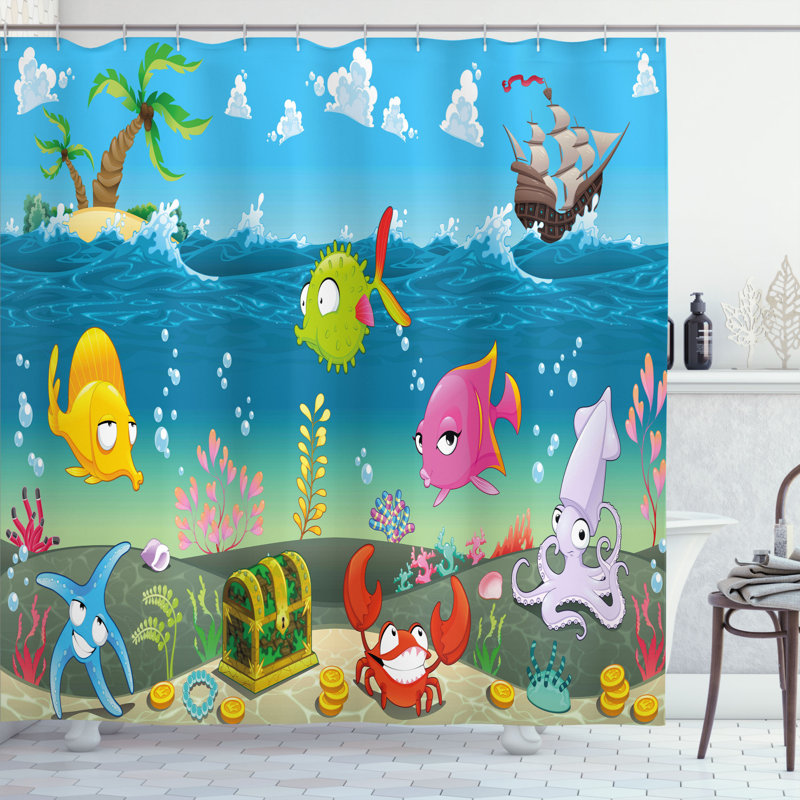 Shower Curtain Set + Hooks, 69" H x 105" W