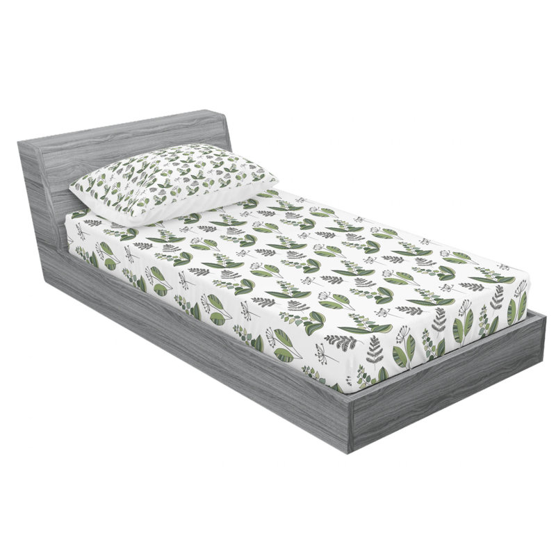 Microfiber Floral Fitted Sheet, Twin Fitted Sheet with 1 Pillowcase