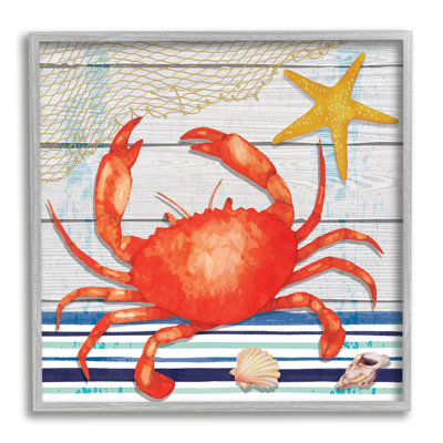 Art nautique encadré giclée par crabe rouge