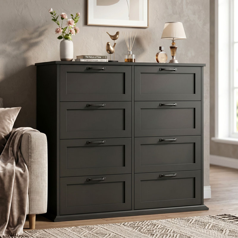 Commode double 8 tiroirs Ausherman, Noir