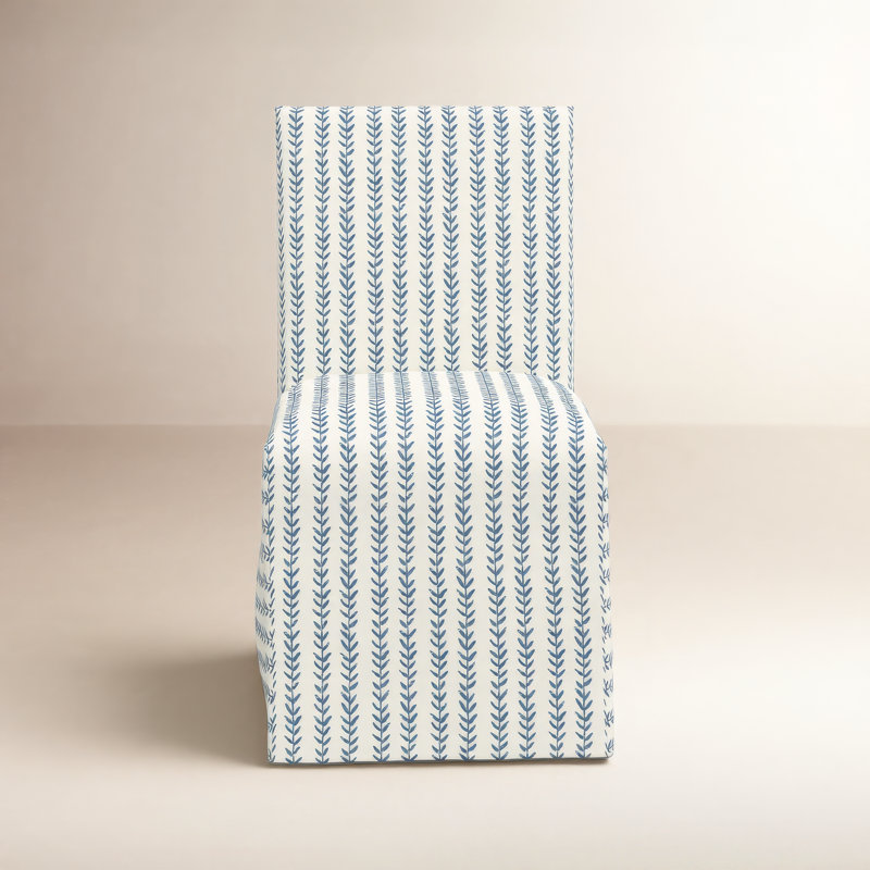 Silvia Cotton Parsons Chair, Vine Stripe Dusty Blue