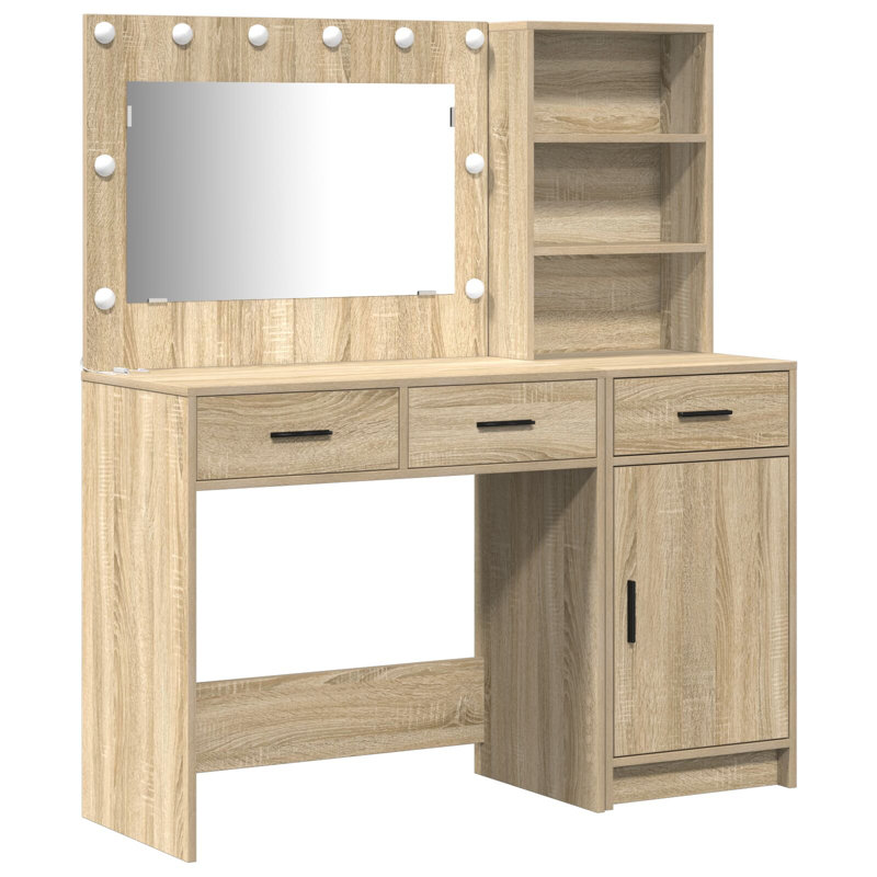 Set Of 2 Engineered Wood Dressing Table, Sonoma Oak