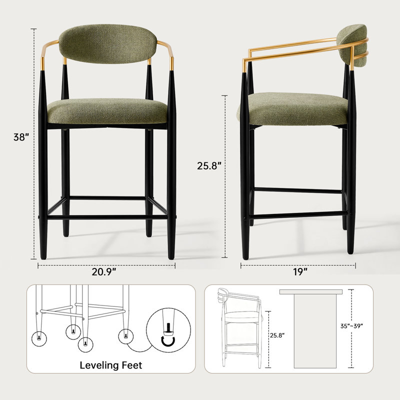 Tabouret de bar 25,8 po Velora, Vert