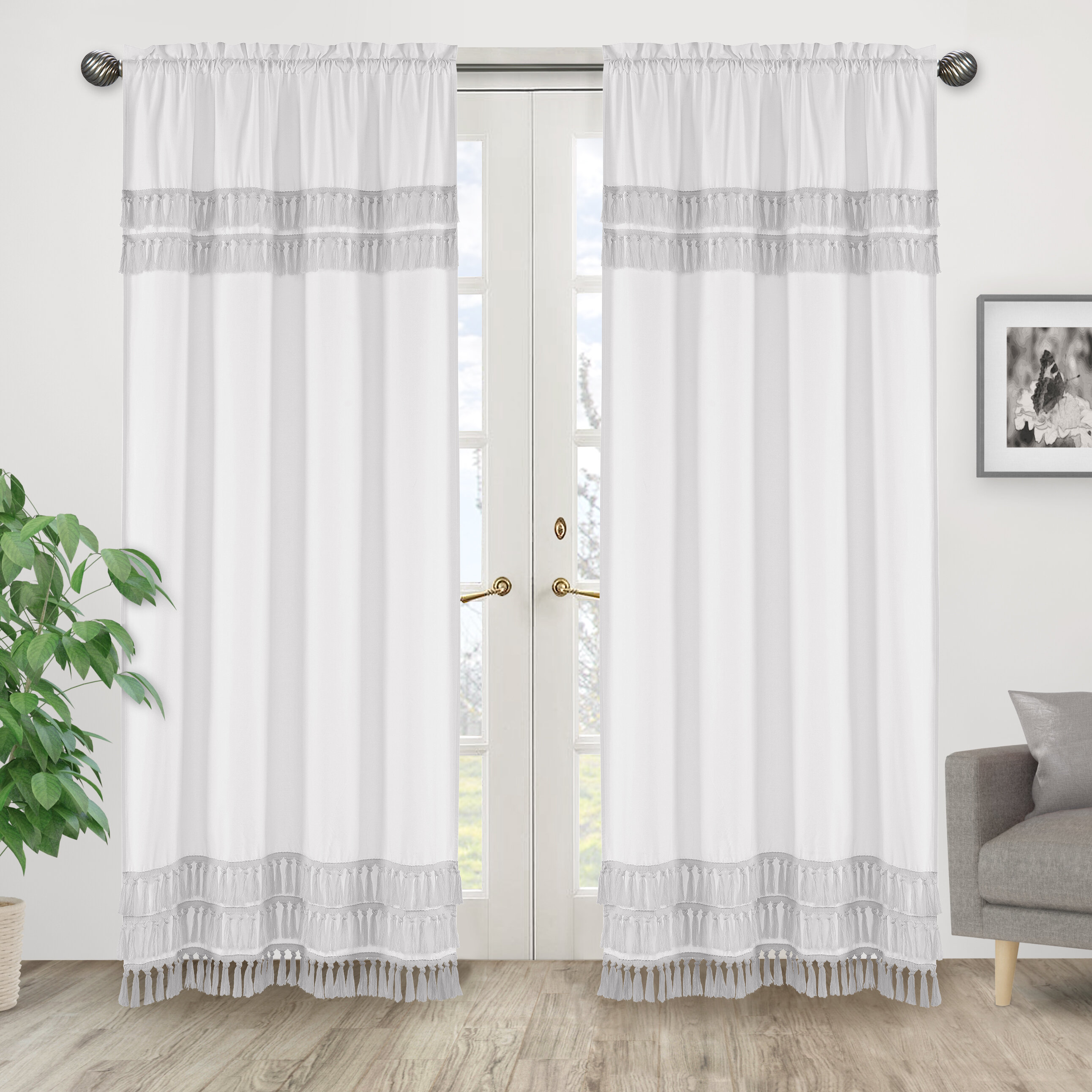 Boho Fringe Sweet Jojo Designs 100% Cotton Semi-Sheer Rod Pocket Curtain  Panel