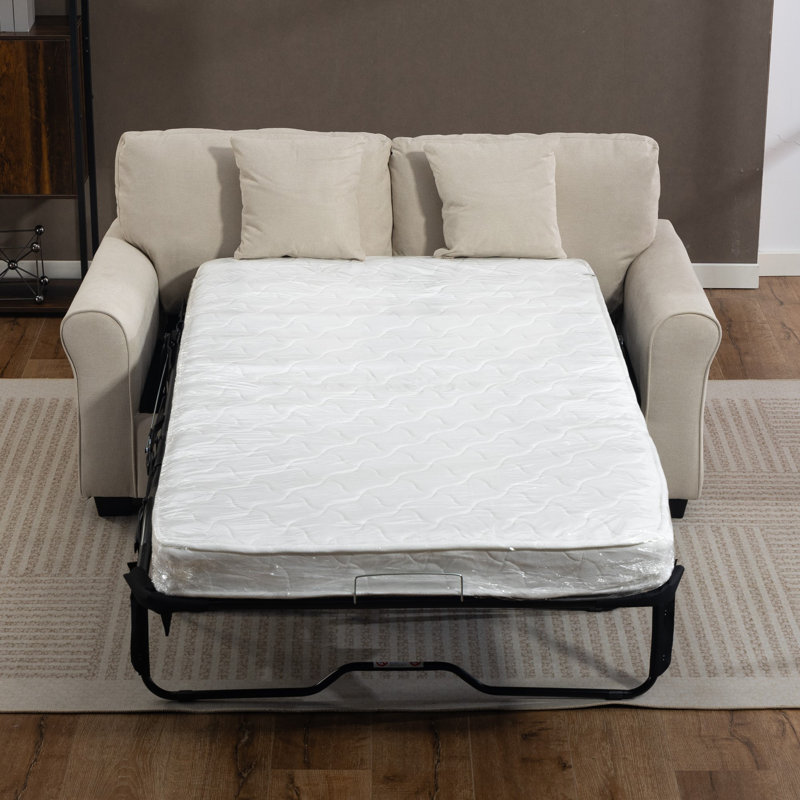 2 Seater Linen Blend Sofa Bed, Beige