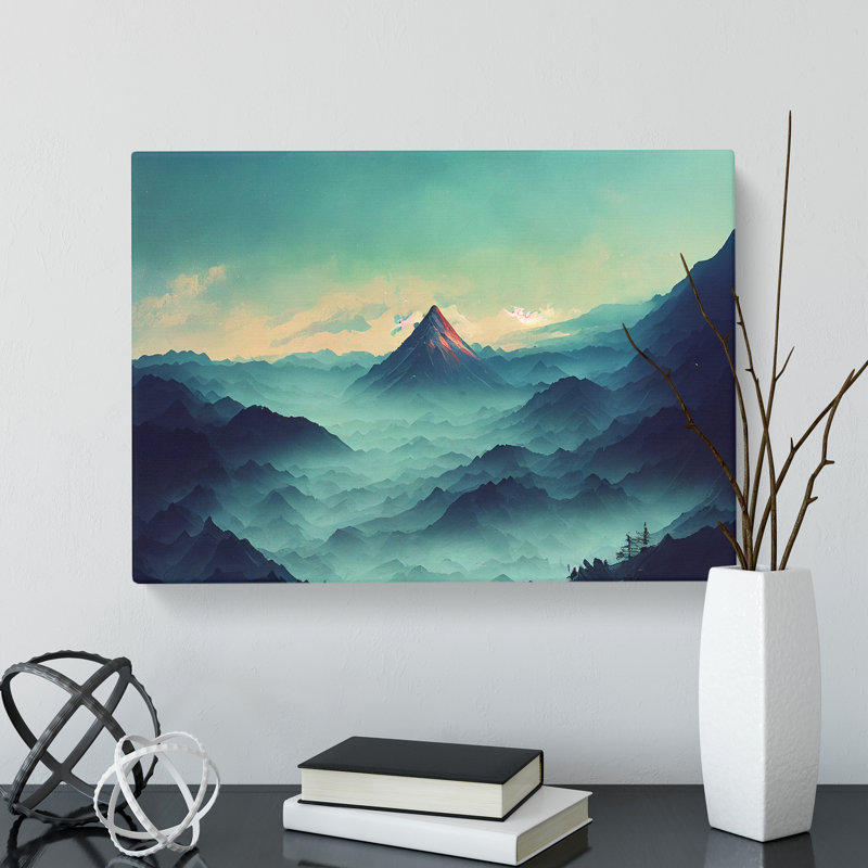 Enlightened Japanese Mountains - Wrapped Canvas Painting