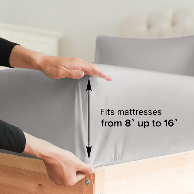 100% Cotton Sheet Set, 1000 Thread Count Hotel Luxury Bedding, Soft & Durable Bed Sheets, 4 Piece Set, Gray