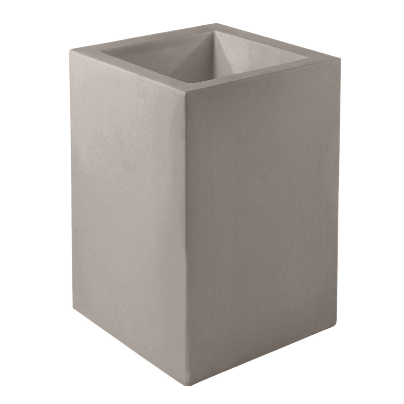Cubo Resin Pot Planter, 31.5" H x 15.75" W x 15.75" D, Taupe