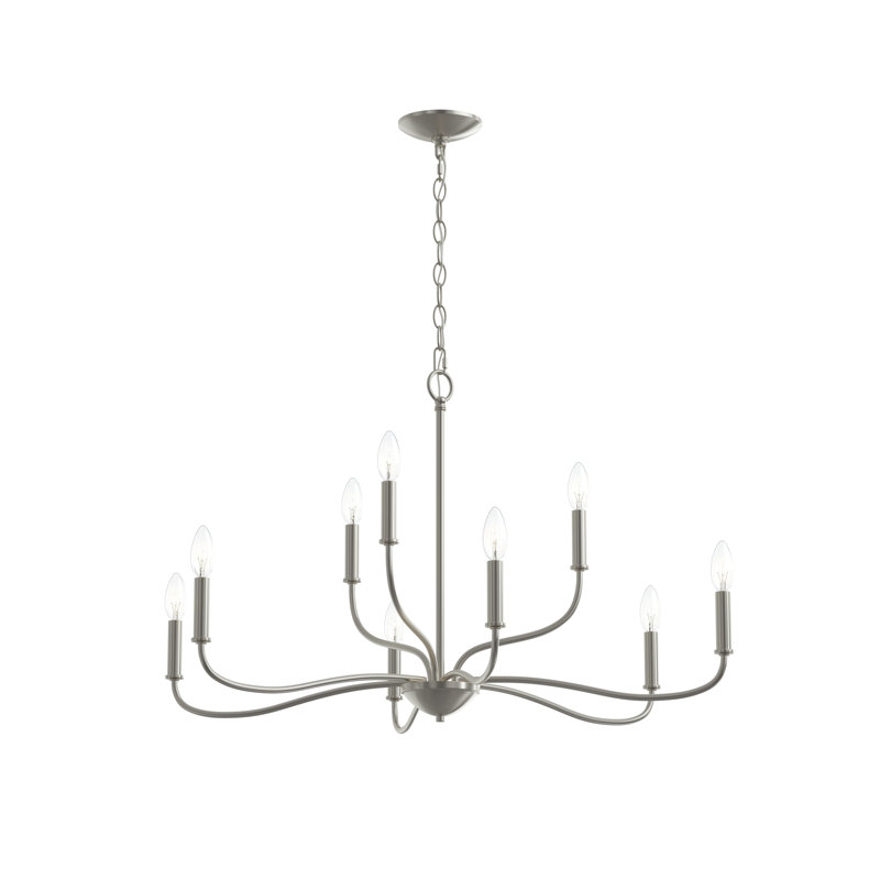 Ilia 9-Light Brushed Nickel Two-Tier Chandelier, Brushed Nickel
