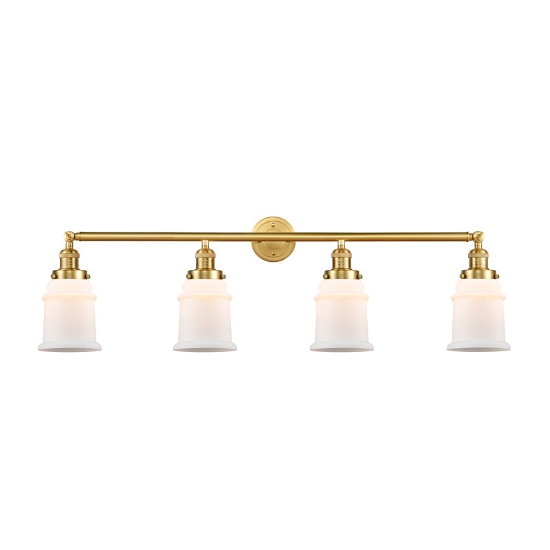 Galaviz 4 - Light Dimmable Vanity Light, 60 Watt Vintage Incandescent Bulb, Matte White, Satin Gold