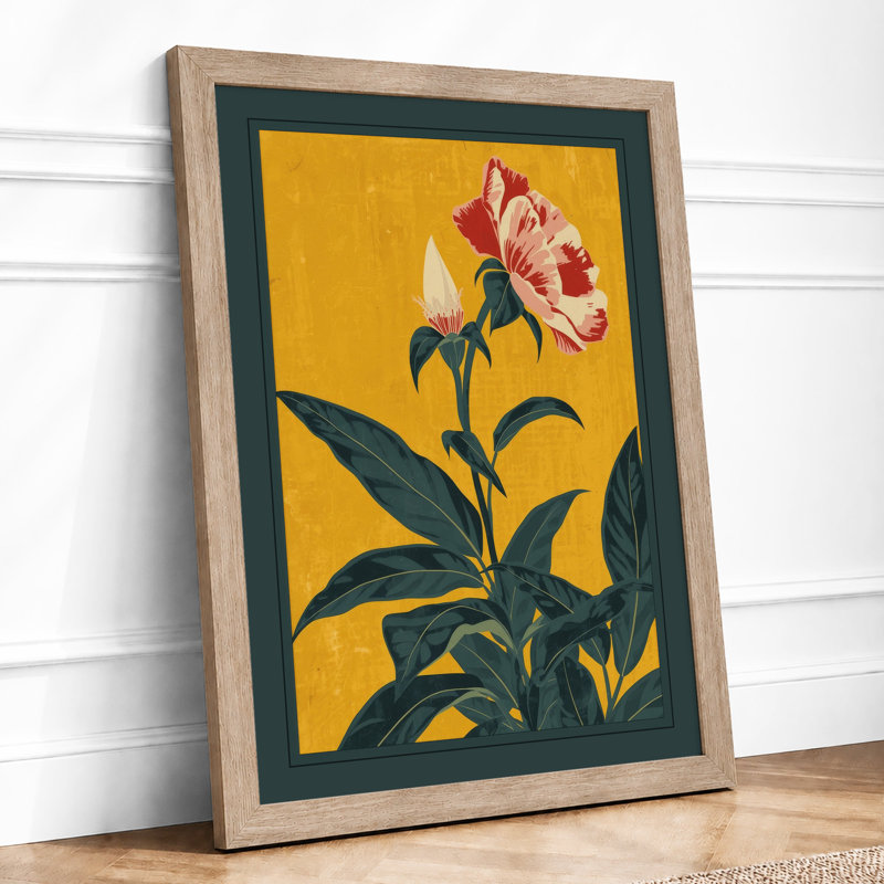 Carnation Study Botanical - Framed Print, A4 - 29.7 x 21.0 cm, Oak