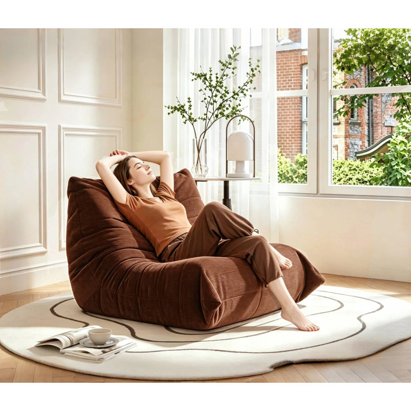 Grand canapé à billes sans accoudoirs de 39 po, canapé paresseux en velours côtelé, canapé d'angle pour salon, chambre à coucher, jeu, compression