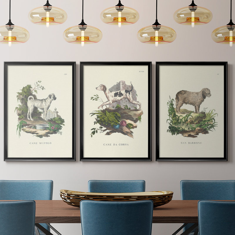 French Dogs X - Toile tendue avec châssis sur mesure - 3 pièces, Noir, noir, noir, noir, H 30 po x l 63 po
