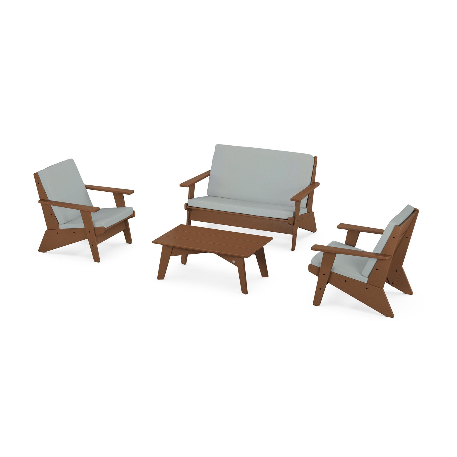 Riviera Modern Lounge 4-Piece Set, Teak, Spa