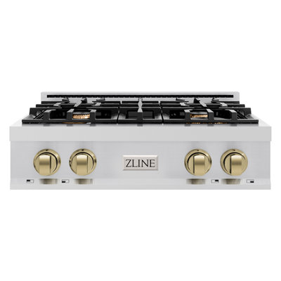 Autoportant ZLINE 30 po avec 4 brûleurs en acier inoxydable et bronze champagne