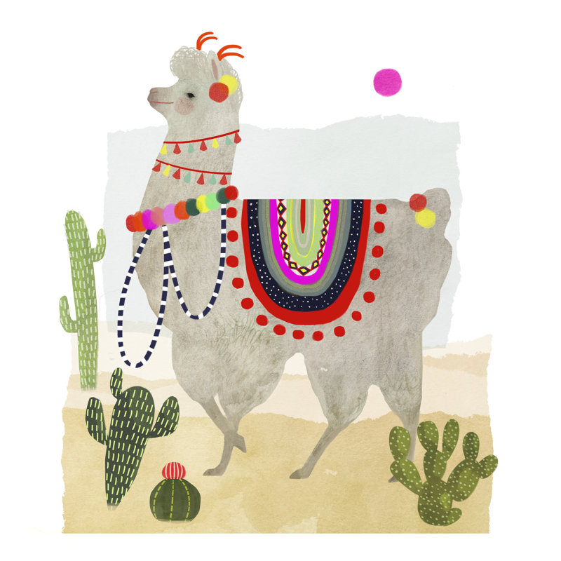 Llamarama I 1 Piece Wrapped Canvas Wall Art, 30cm H x 30cm W