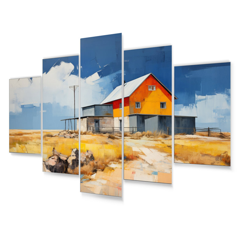 Farmhouse Farmstead Abstraction II - ensemble de reproduction d'art moderne en métal
