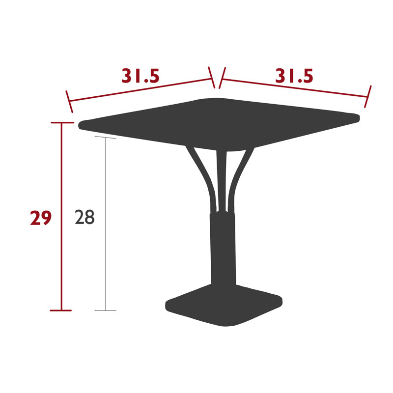 Luxembourg Outdoor Square Dining Table, Acapulco Blue, 36" W x 36" L x 29.5" H