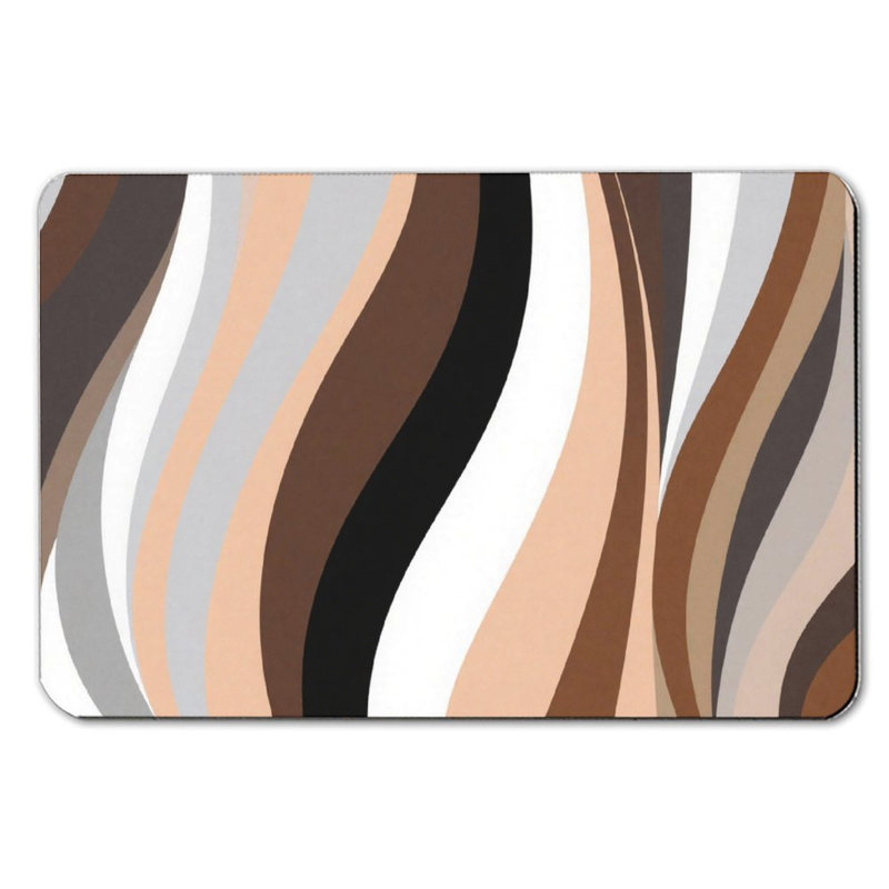 Curved Brown Tone Pattern, Bath Mat, 16 X 24 Inches