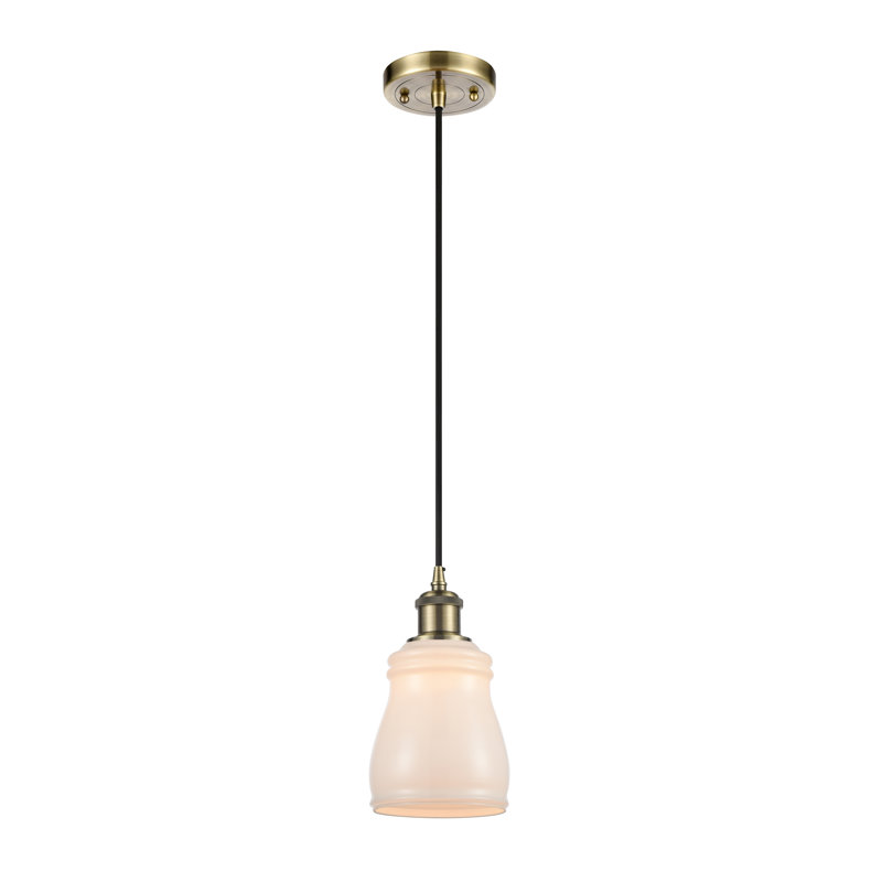 Luminaire suspendu conique à 1 lumière Coulombe, Blanc, Ampoule non incluse