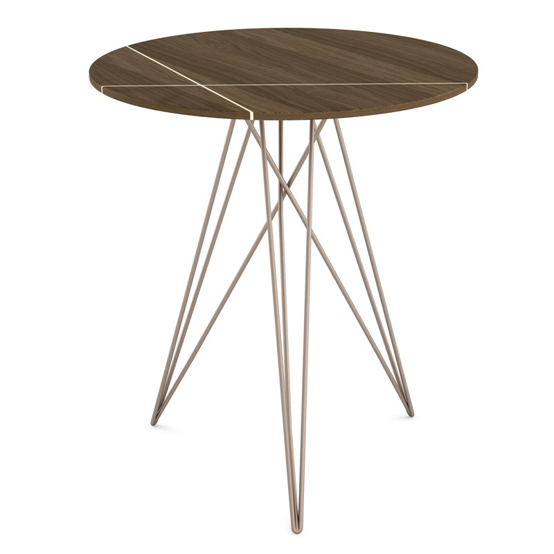 Hudson Solid Wood Top End Table, Walnut, Rose Copper