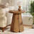 Solid Wood Round End Table,  Small Side Table with Splayed Base, Mid-Century Modern Nightstand-2086083455